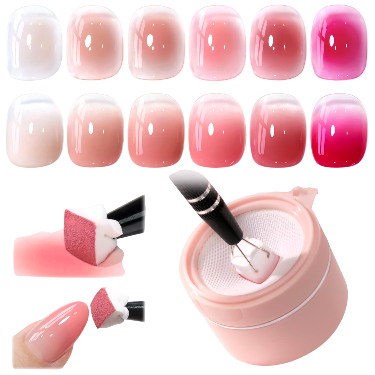 Patting Gel Polish 6 Colors with 100 Pcs (Neutral Nude Rose) by Double Rhythm
